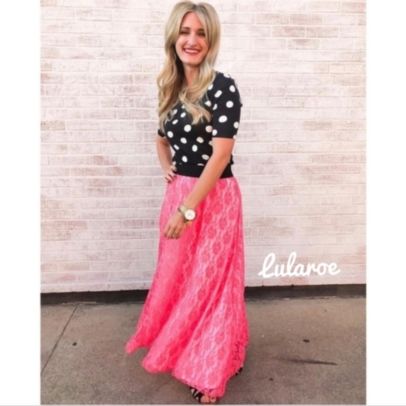 LuLaRoe Dresses & Skirts - LuLaRoe Lucy Pink Lace Maxi Skirt
